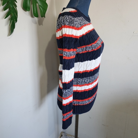 Tommy Hilfiger Striped Chunky Cable Knit Crew Neck Sweater - Picture 5 of 9